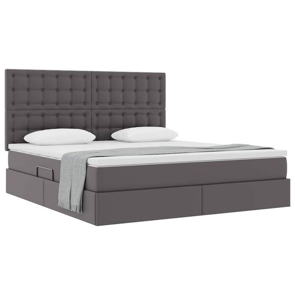 vidaXL Cama com Armazenamento Cinzeto 180 x 200 cm Couro Sint&eacute;tico