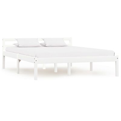 vidaXL Estrutura de cama 140x200 cm madeira pinho maciço branco