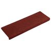 vidaXL Tapetes de escada autoadesivos 15 pe&ccedil;as 65x21x4 cm vermelho bord&ocirc; com borda retangular