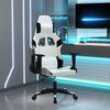 vidaXL Cadeira gaming massagens couro artificial branco e preto