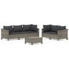 vidaXL 6 pcs conjunto lounge de jardim c/ almofad&otilde;es vime PE cinzento