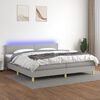 vidaXL Cama box spring c/ colch&atilde;o e LED 200x200 cm tecido cinza-claro