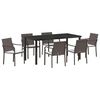 vidaXL Conjunto de Jantar para Jardim 7 pcs Marrom e Preto