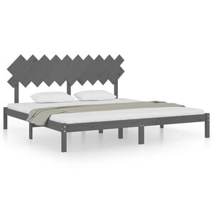 vidaXL Estrutura de cama 200x200 cm cinzento madeira maci&ccedil;a