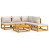 vidaXL 6pcs conjunto lounge de jardim madeira c/almofadões cinza-claro