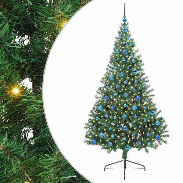 vidaXL &Aacute;rvore de Natal Artificial Pr&eacute;-iluminada Verde 210 cm PVC