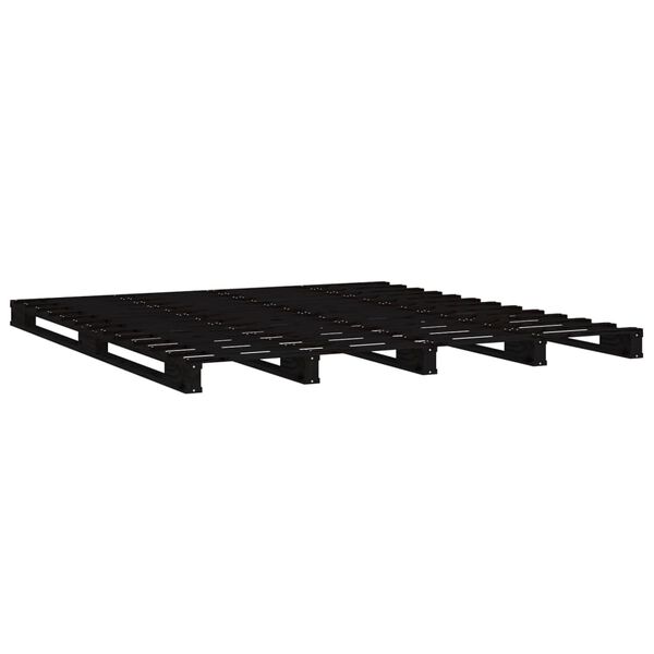 vidaXL Cama de paletes pequena de casal 120x190 cm pinho preto