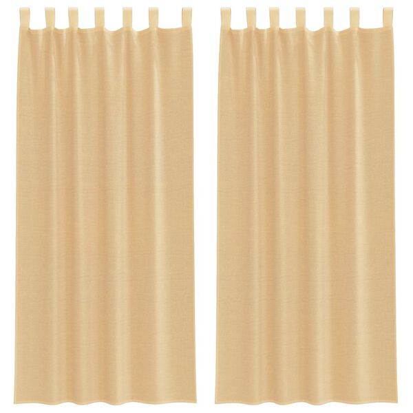 vidaXL Cortinas de voile com laços 2 pcs areia 140x245 cm