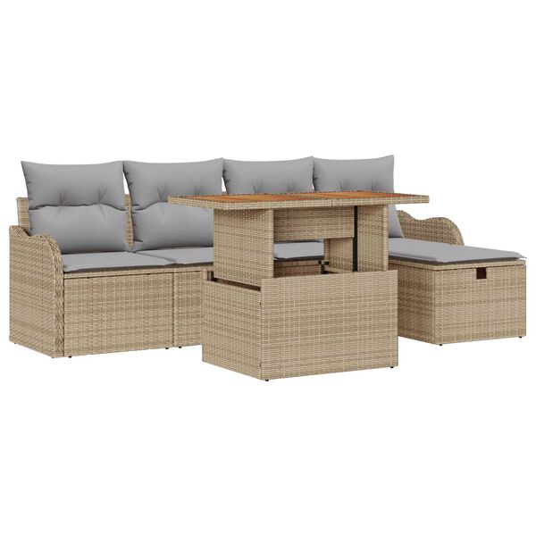 vidaXL Conjunto de Sofá de Jardim 6 pcs Bege Rattan Sintético
