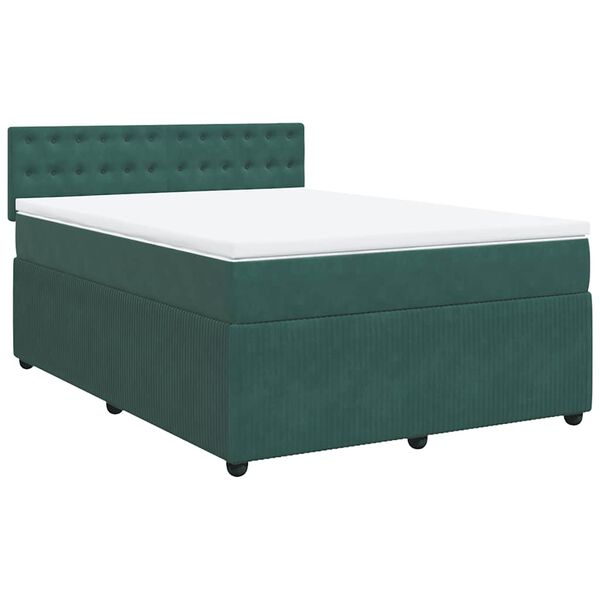 vidaXL Cama com molas/colch&atilde;o 140x200 cm veludo verde-escuro