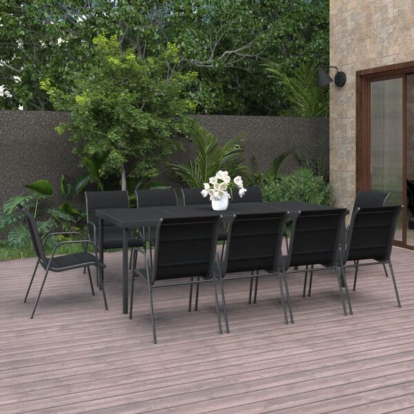 vidaXL 11 pcs conjunto de jantar para exterior a&ccedil;o