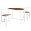 vidaXL Mesa e cadeiras de bar 3 pcs madeira maci&ccedil;a castanho e branco