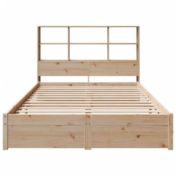 vidaXL Cama com estante sem colch&atilde;o 150x200 cm pinho maci&ccedil;o
