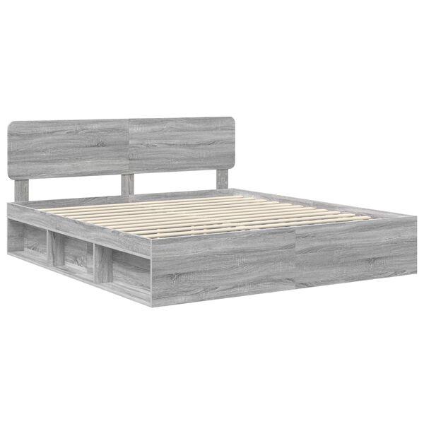 vidaXL Estrutura da Cama com cabeceira Cinza Sonoma 180 x 200 cm