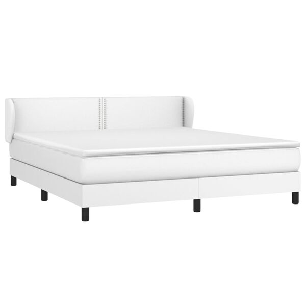 vidaXL Cama com molas/colch&atilde;o 160x200 cm couro artificial branco