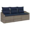vidaXL Conjunto de Sof&aacute; de Jardim 3 pcs Cinza e Azul Marinho vime PE