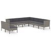 vidaXL 9 pcs conjunto lounge de jardim c/ almofad&otilde;es vime PE cinzento