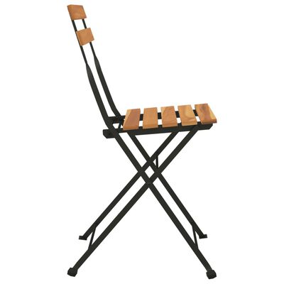 vidaXL Cadeiras de bistrô dobráveis 8 pcs madeira de teca maciça e aço