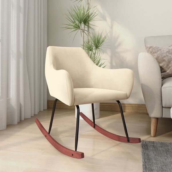 vidaXL Cadeira de baloi&ccedil;o veludo cor creme