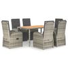 vidaXL 7 pcs conjunto de jantar p/ jardim c/ almofad&otilde;es vime PE cinza