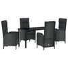 vidaXL Conjunto de Jantar para Jardim 5 unid. Preto vime PE