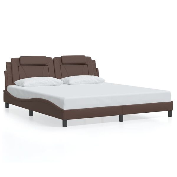 vidaXL Estrutura de cama Viana sem colch&atilde;o 180x200cm couro artificial castanho