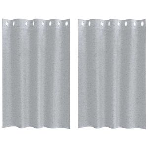 vidaXL Cortina de Voile 2 unid. Cinza Escuro 140 x 140 cm Poli&eacute;ster