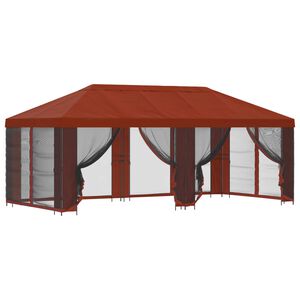 vidaXL Gazebo de Jardim com Laterais 6 x 3 m Terracota Poli&eacute;ster e A&ccedil;o