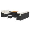 vidaXL Conjunto de Sof&aacute; de Jardim 10 unid. Preto vime PE