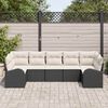 vidaXL Conjunto de Sof&aacute; de Jardim 7 pcs Preto Rattan de Polipropileno