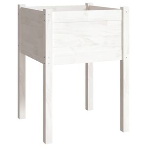 vidaXL Vaso de jardim 50x50x70 cm madeira de pinho maci&ccedil;a branco