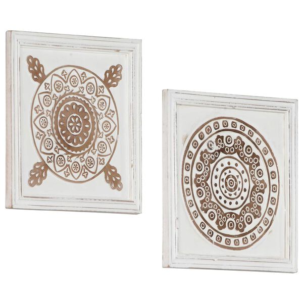 vidaXL Decora&ccedil;&atilde;o Art&iacute;stica 2 pcs Marrom e Branco 40 x 40 x 1,5 cm