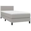 vidaXL Cama box spring c/ colch&atilde;o e LED 90x190 cm tecido cinza-claro