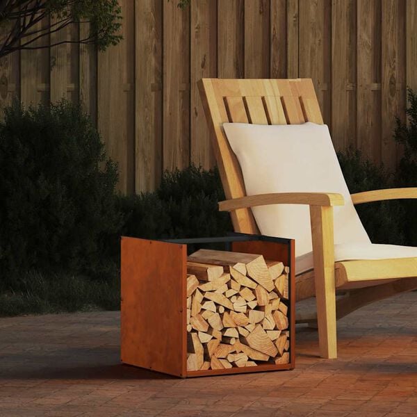 vidaXL Rack Lenha 40x40x40 cm a&ccedil;o resistente &agrave;s intemp&eacute;ries