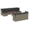 vidaXL 11 pcs conjunto sof&aacute;s de jardim c/ almofad&otilde;es vime PE cinzento