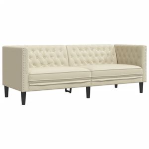 vidaXL Sof&aacute; chesterfield 3 lugares couro artificial creme