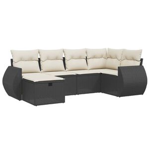 vidaXL 6 pcs conjunto sof&aacute;s de jardim c/ almofad&otilde;es vime PE preto