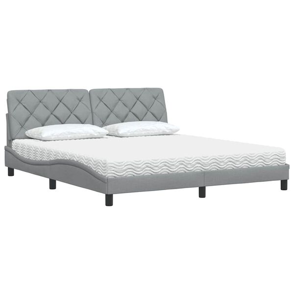 vidaXL Cama com colch&atilde;o 180x200 cm tecido cinzento-claro