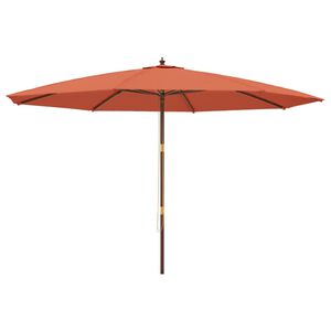 vidaXL Guarda-sol de jardim com poste de madeira 400x273 cm terracota