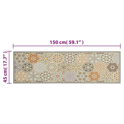 vidaXL Tapete cozinha lavável 45x150 cm veludo padrão hexagonal pastel