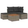 vidaXL 5 pcs conjunto sof&aacute;s de jardim c/ almofad&otilde;es vime PE cinzento