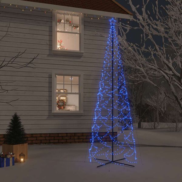 vidaXL &Aacute;rvore de Natal em cone 1400 luzes LED 160x500 cm azul