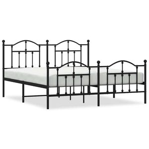 vidaXL Estrutura de cama com cabeceira e p&eacute;s 183x213 cm metal preto