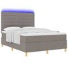 vidaXL Cama Box Spring LED Cinzento-acastanhado 140 x 190 cm tecido