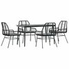vidaXL Conjunto de jantar jardim 5 pe&ccedil;as almofadas vidro vime PE preto