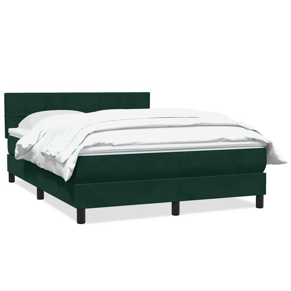 vidaXL Box Cama primavera com Colch&atilde;o Verde Escuro 140x210 cm Veludo