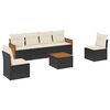vidaXL 7 pcs conjunto de sof&aacute;s p/ jardim c/ almofad&otilde;es vime PE preto