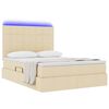 vidaXL Cama com arruma&ccedil;&atilde;o e LED com led Creme 140 x 190 cm Poli&eacute;ster