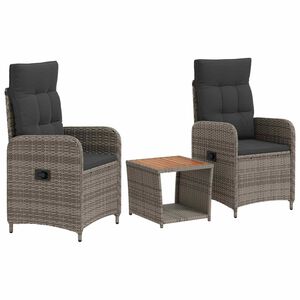 vidaXL Conjunto de Lounge de Jardim 3 unid. Cinza Claro e Cinza Escuro