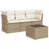 vidaXL 4 pcs conjunto de sof&aacute;s para jardim c/ almofad&otilde;es vime PE bege